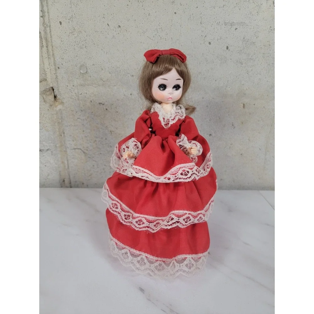 Vntg 1980s Bradley Doll Be Min Valentines Miss February‎ Doll Red Dress Sad eyes